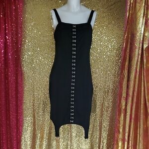 NWOT Black Hook-and-Eye Bodycon Mini Dress